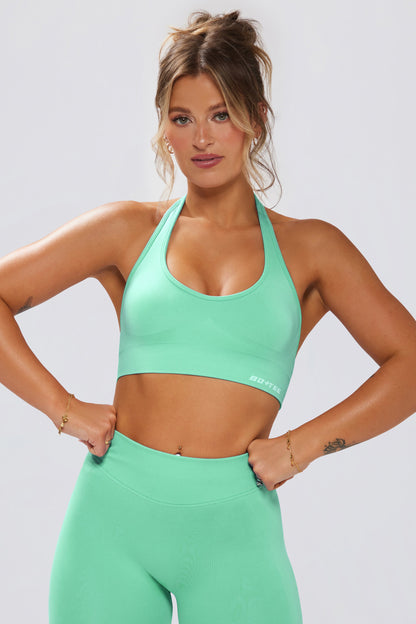 Define Luxe Halterneck Sports Bra in Mint