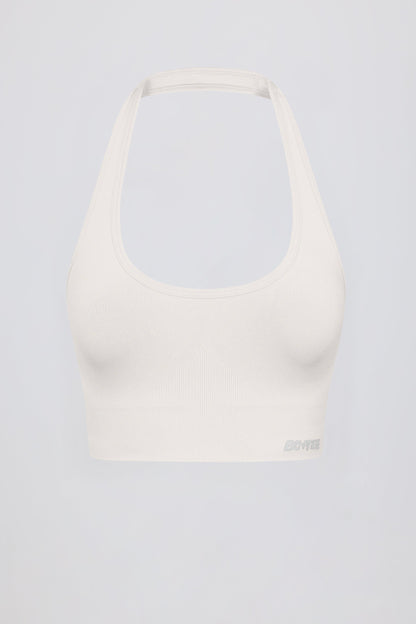 Define Luxe Halterneck Sports Bra in White