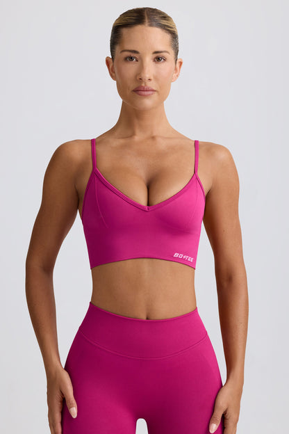 Define Luxe V-Neck Sports Bra in Berry