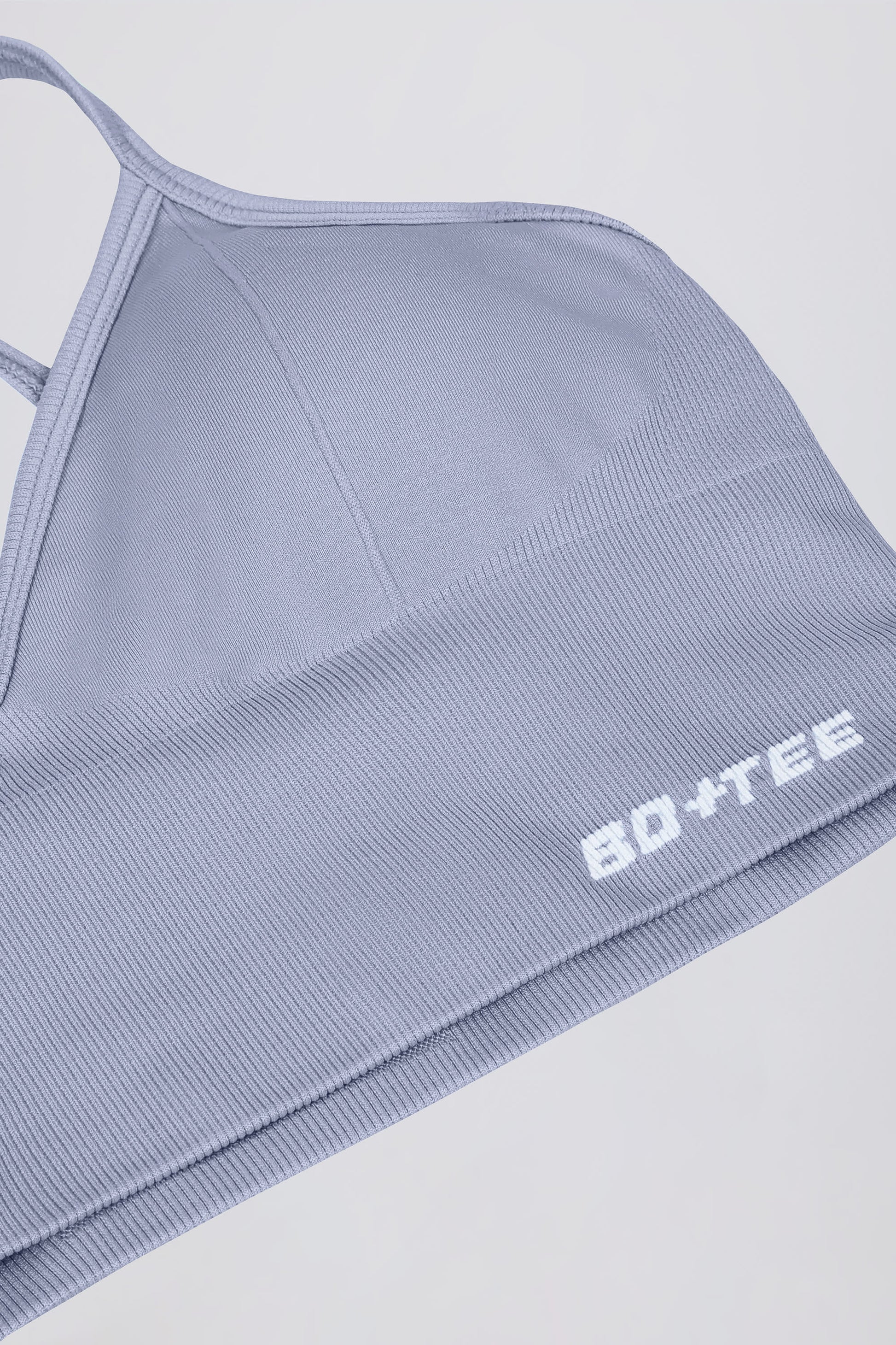 Define Luxe V-Neck Sports Bra in Blue Grey