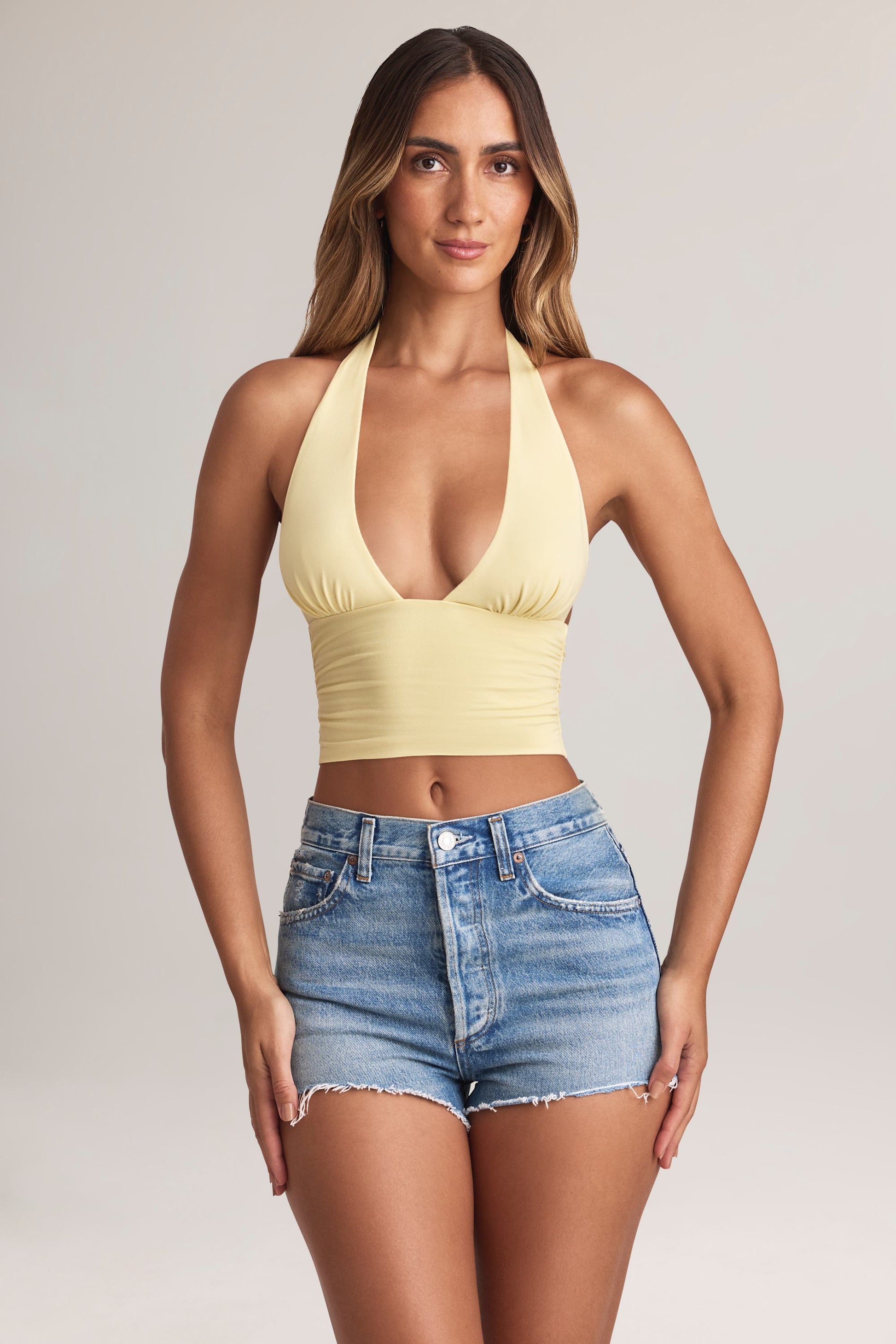 Modal Halterneck Top in Lemon Sherbet