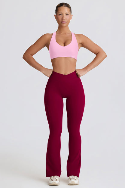 Soft Active Crossover Flared Trousers in Burgundy