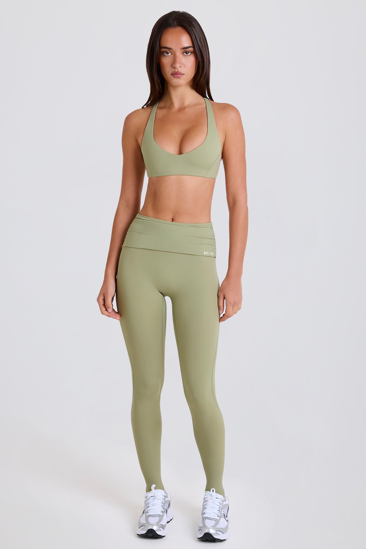 Foldover Mid-Rise Stirrup Leggings in Matcha