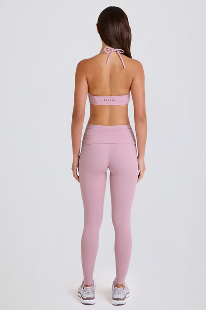 Foldover Mid-Rise Stirrup Leggings in Mauve