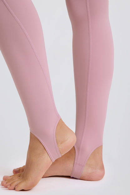Foldover Mid-Rise Stirrup Leggings in Mauve