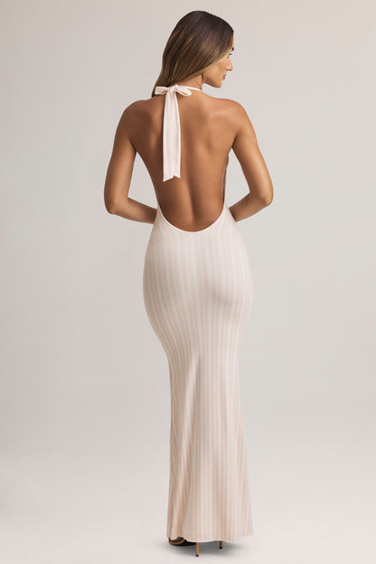 Modal Halterneck Maxi Dress in Stripe Print