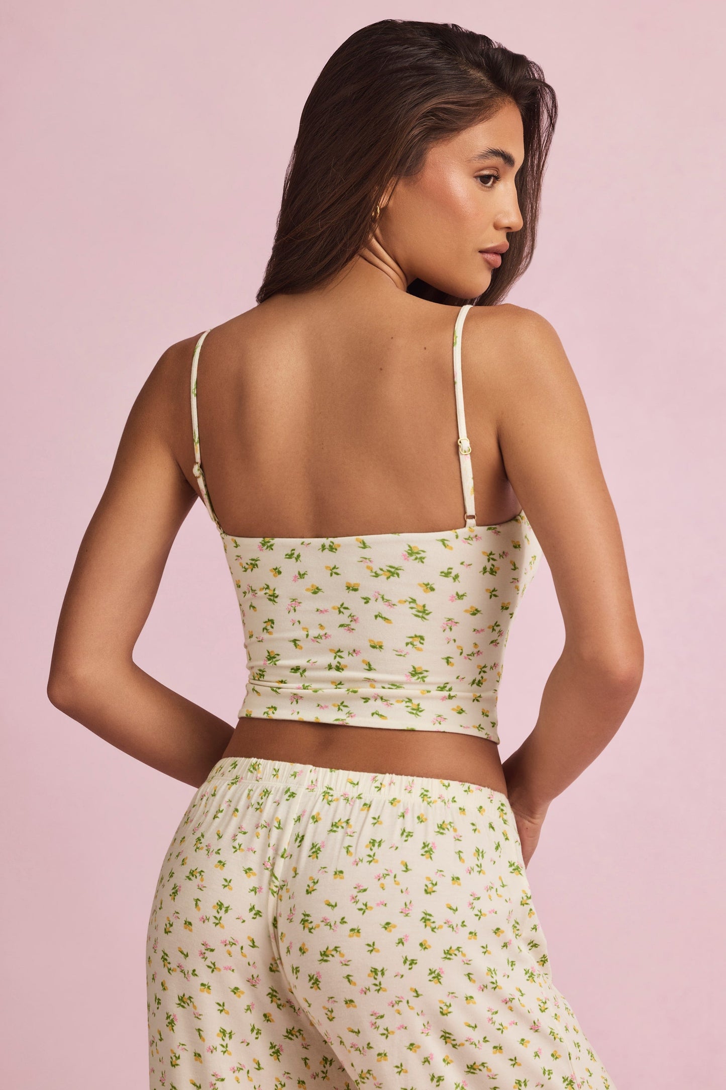 Modal Camisole Pyjama Top in Lemon Print