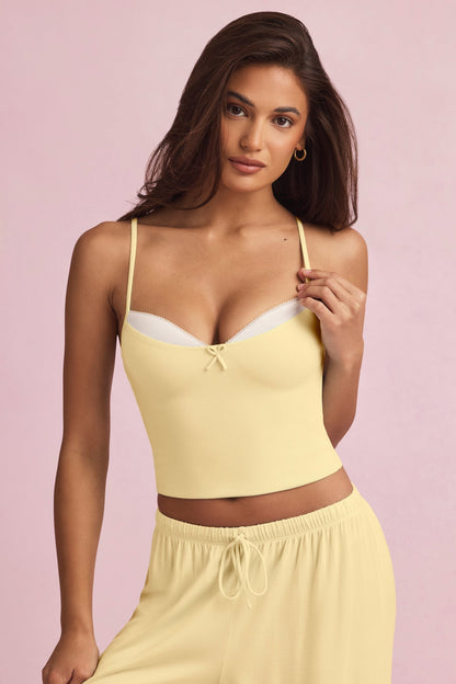 Modal Camisole Pyjama Top in Pastel Yellow