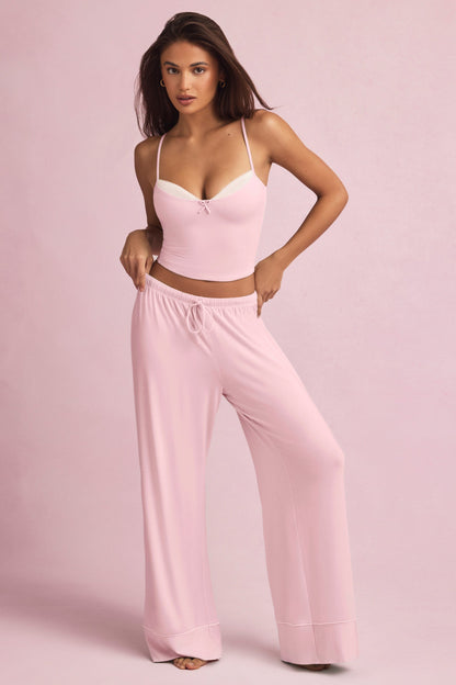 Modal Mid-Rise Pyjama Trousers in Baby Pink