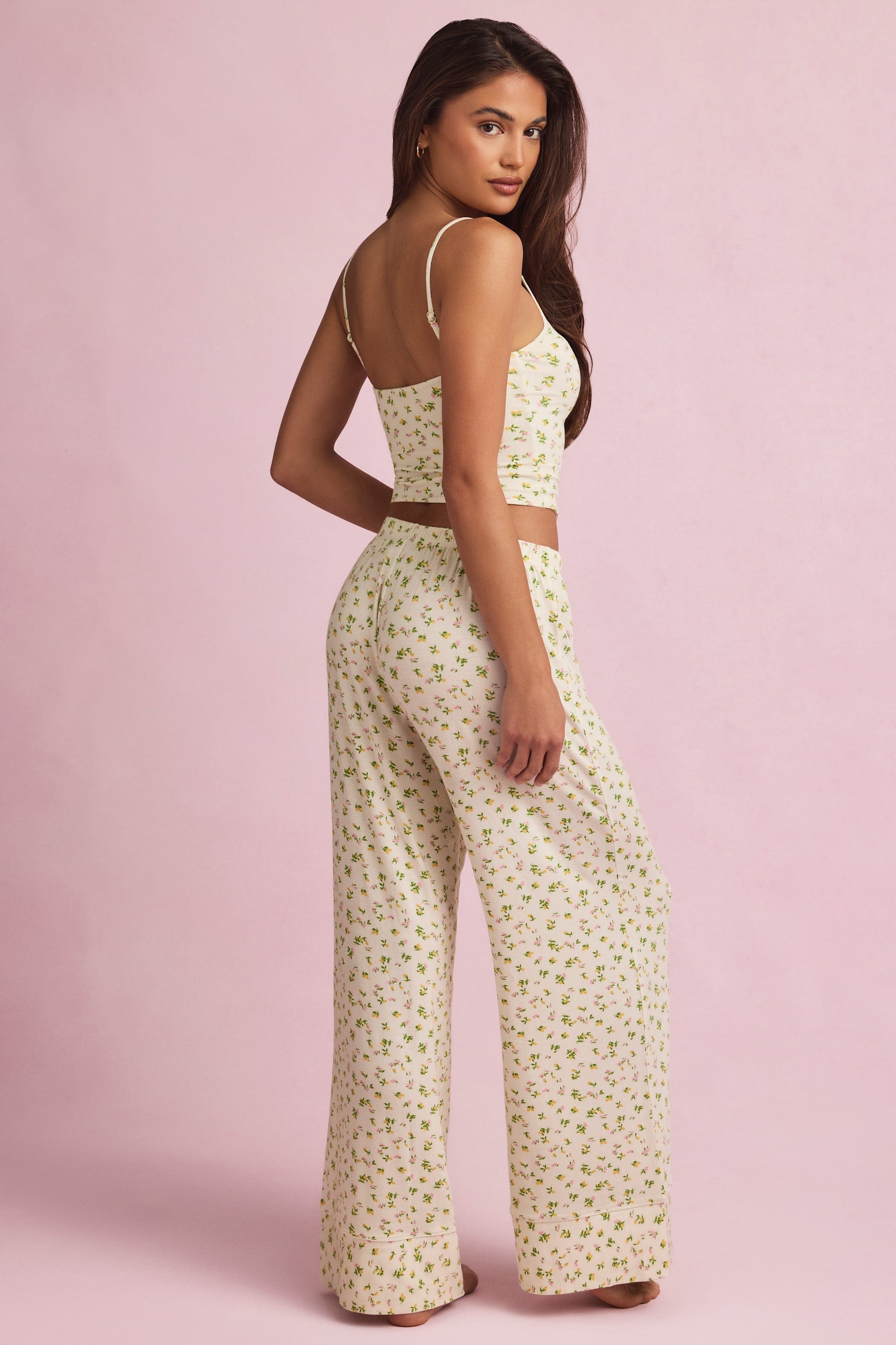 Modal Mid-Rise Pyjama Trousers in Lemon Print