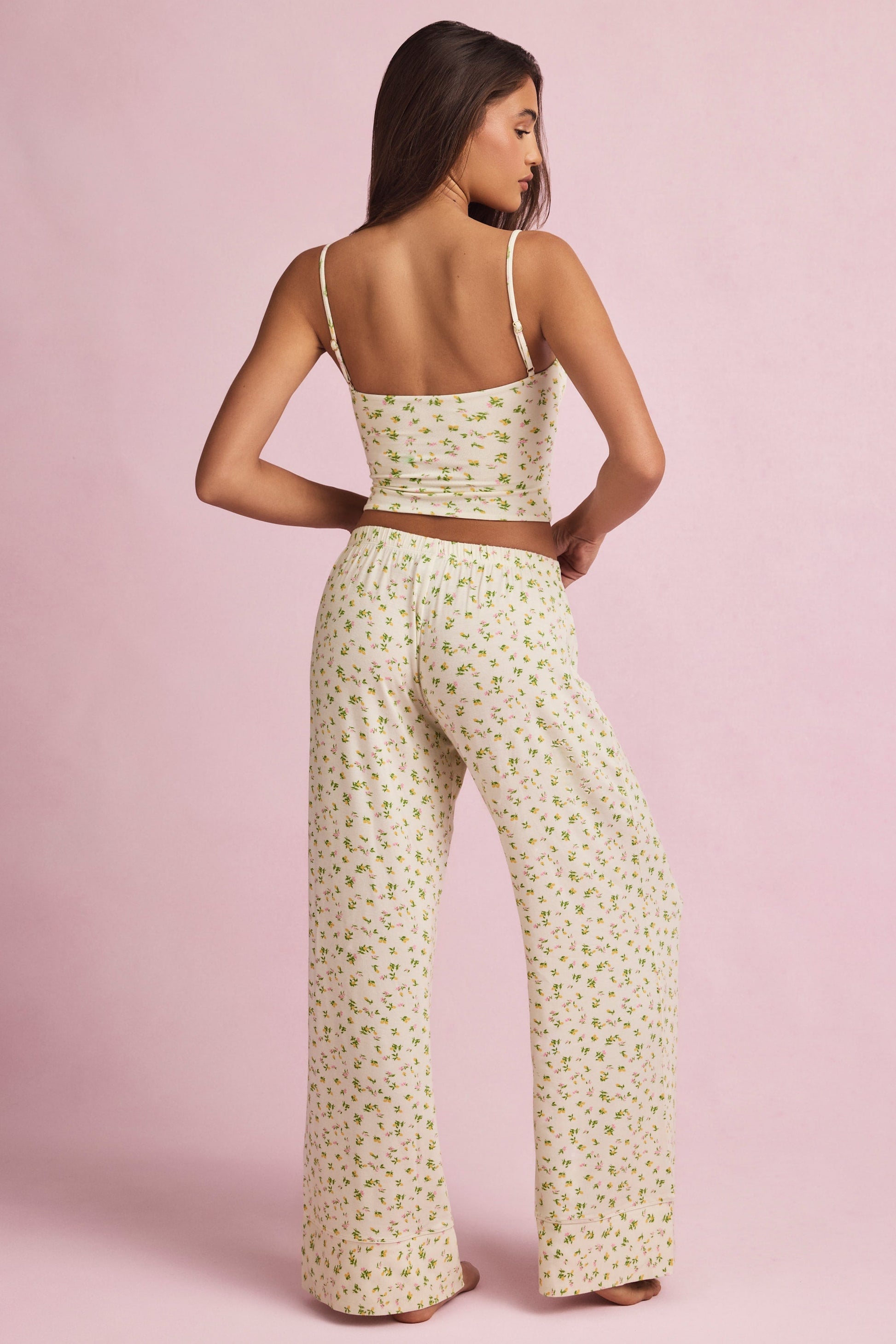 Modal Mid-Rise Pyjama Trousers in Lemon Print