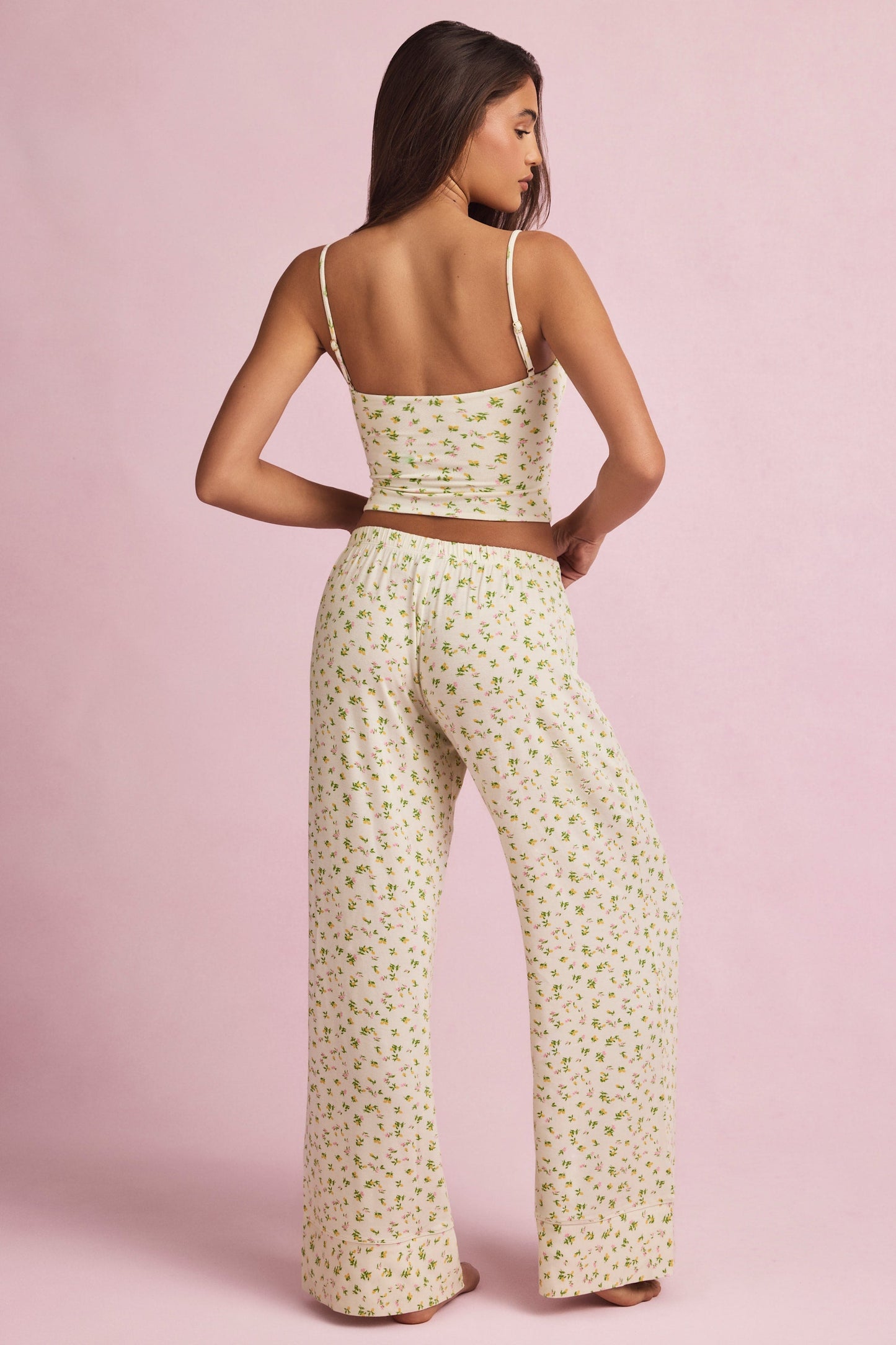Modal Mid-Rise Pyjama Trousers in Lemon Print