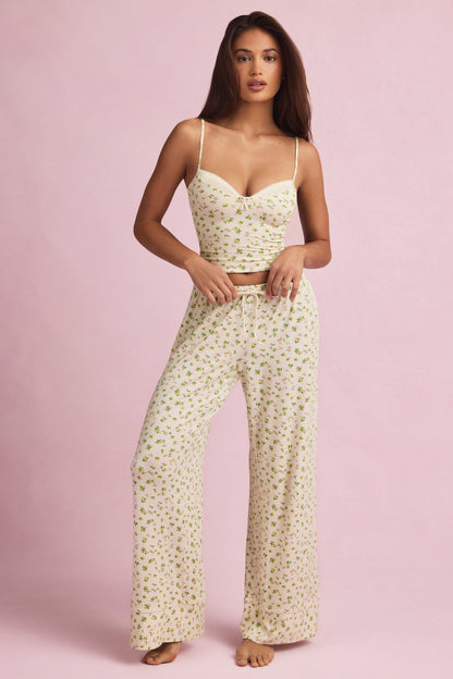 Modal Mid-Rise Pyjama Trousers in Lemon Print