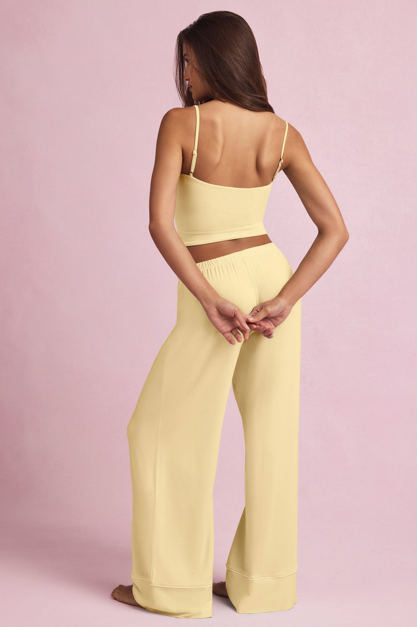 Modal Mid-Rise Pyjama Trousers in Pastel Yellow
