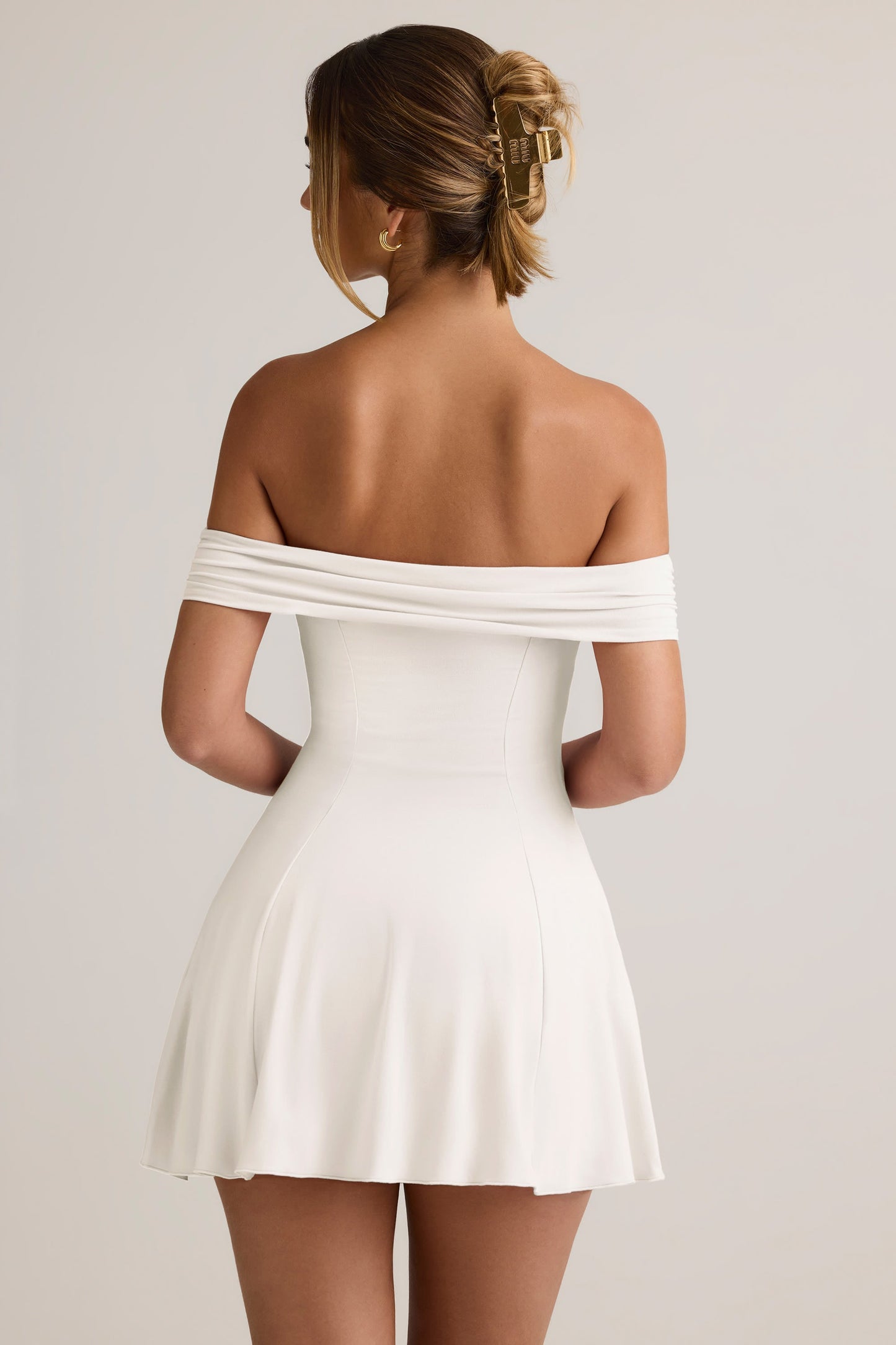 Modal Off-Shoulder A-Line Mini Dress in White