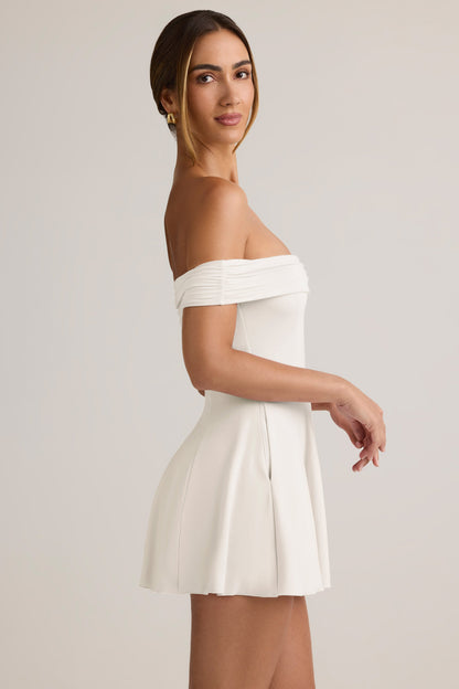 Modal Off-Shoulder A-Line Mini Dress in White