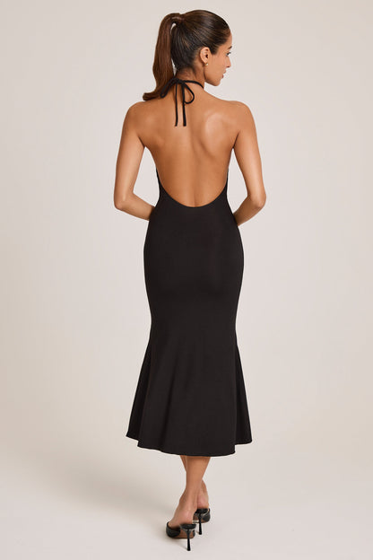 Modal Halterneck Midaxi Dress in Black