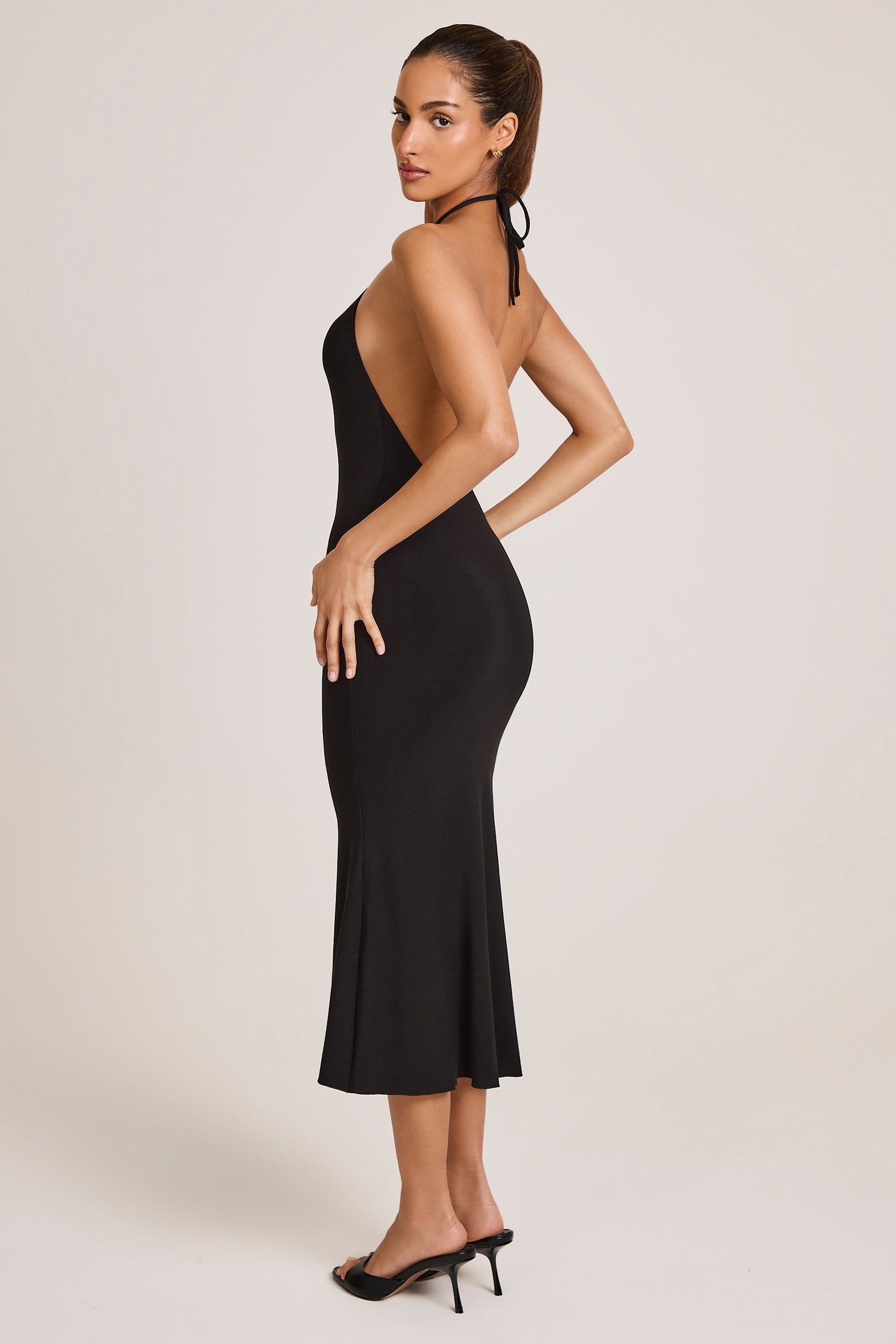 Modal Halterneck Midaxi Dress in Black
