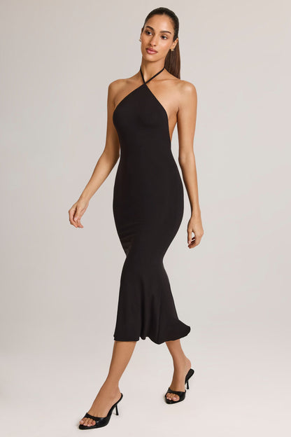 Modal Halterneck Midaxi Dress in Black