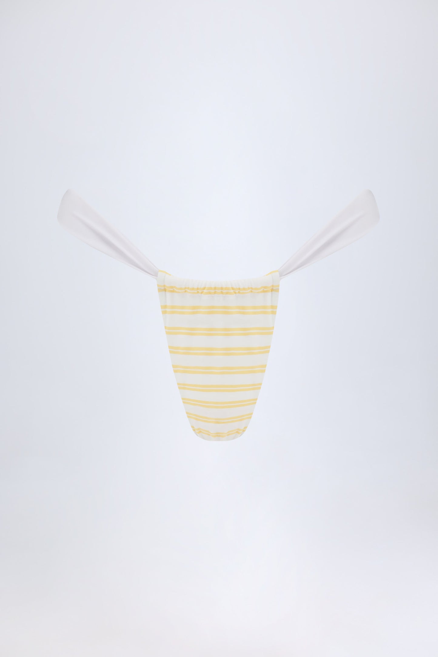 Ruched Cheeky Bikini Bottoms in Lemon Yellow Double Stripe