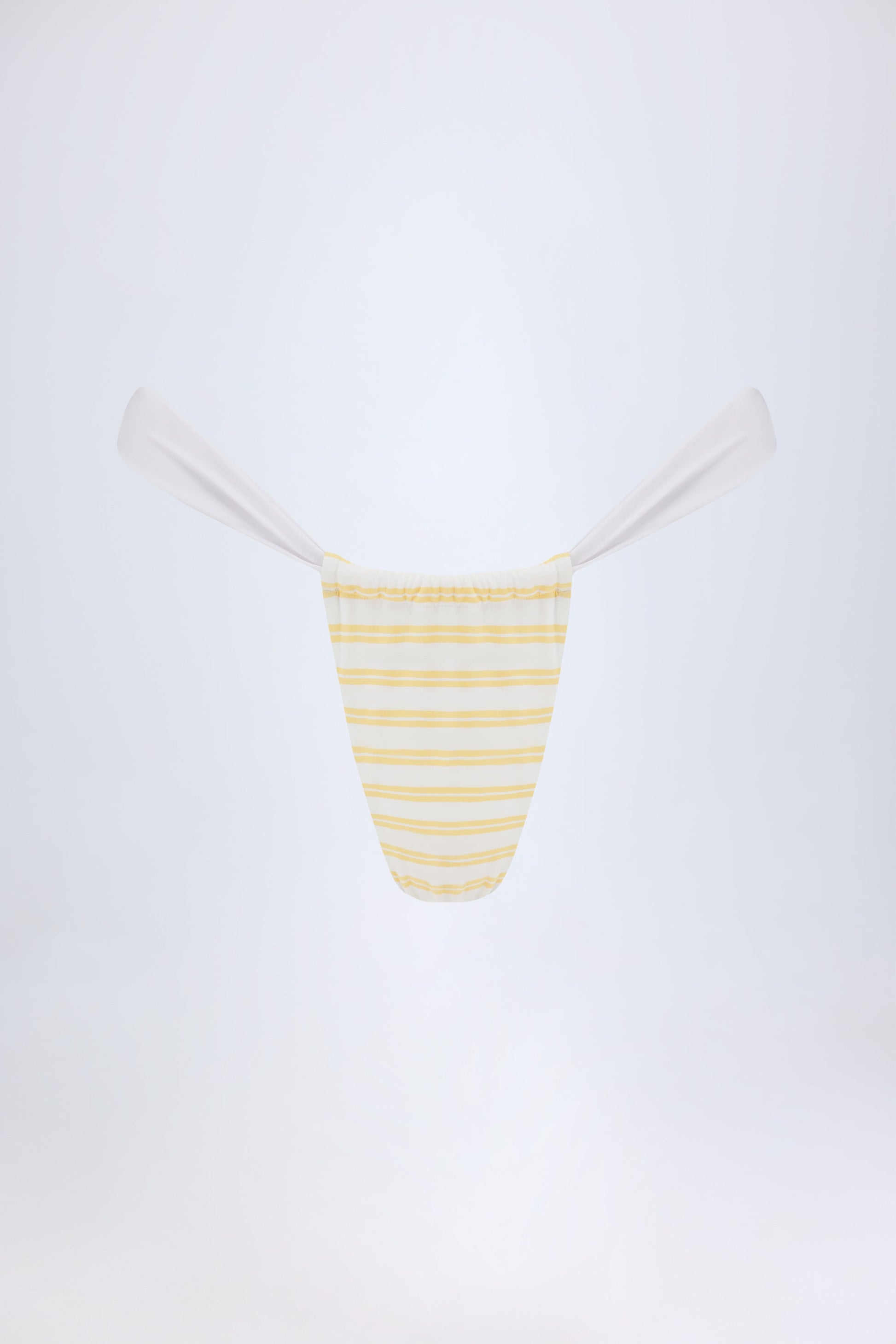 Ruched Cheeky Bikini Bottoms in Lemon Yellow Double Stripe