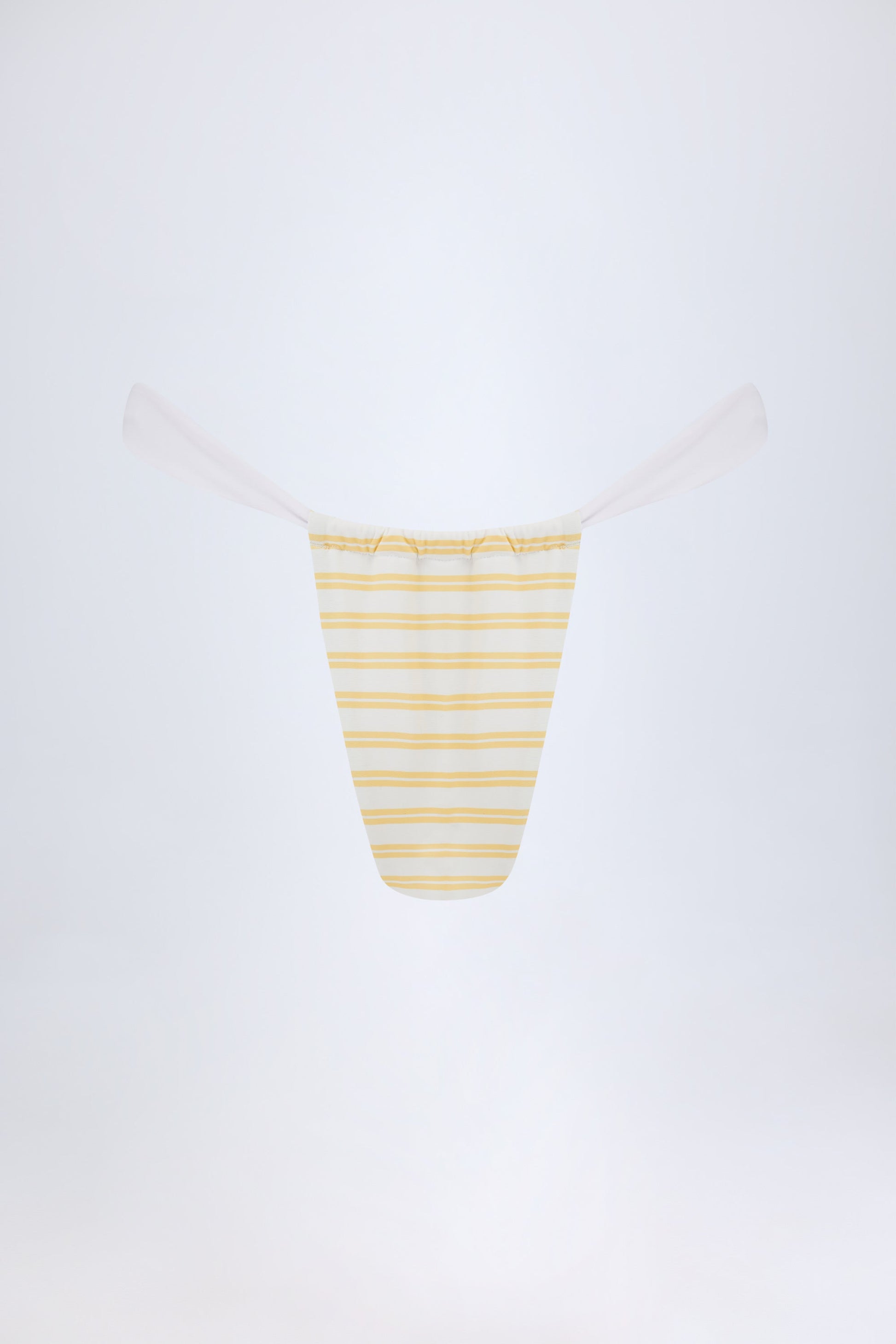 Ruched Cheeky Bikini Bottoms in Lemon Yellow Double Stripe
