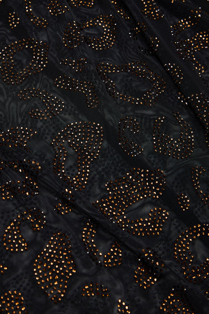 Embellished Backless Maxi Dress in Black