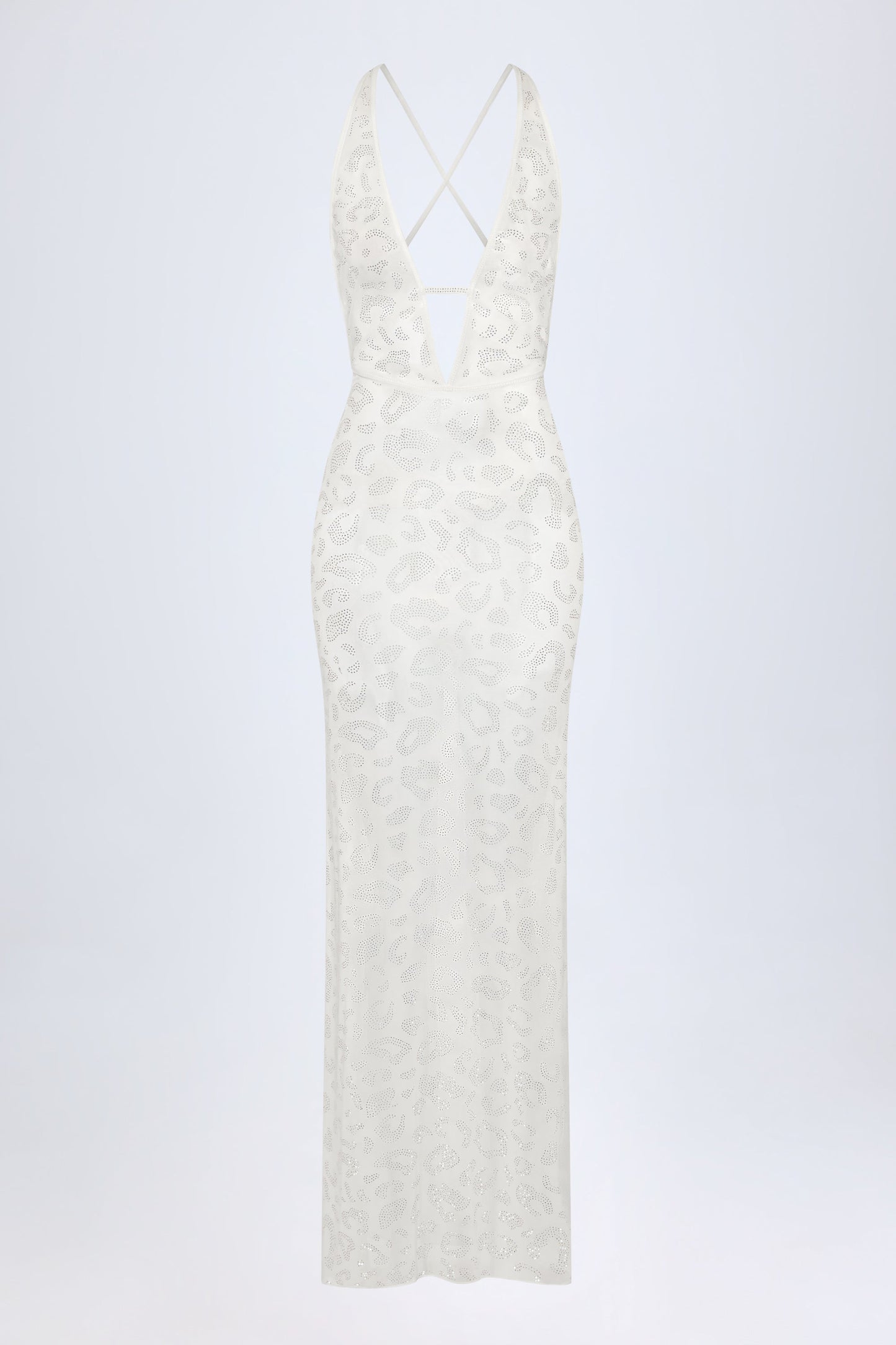 Embellished Backless Maxi Dress in White