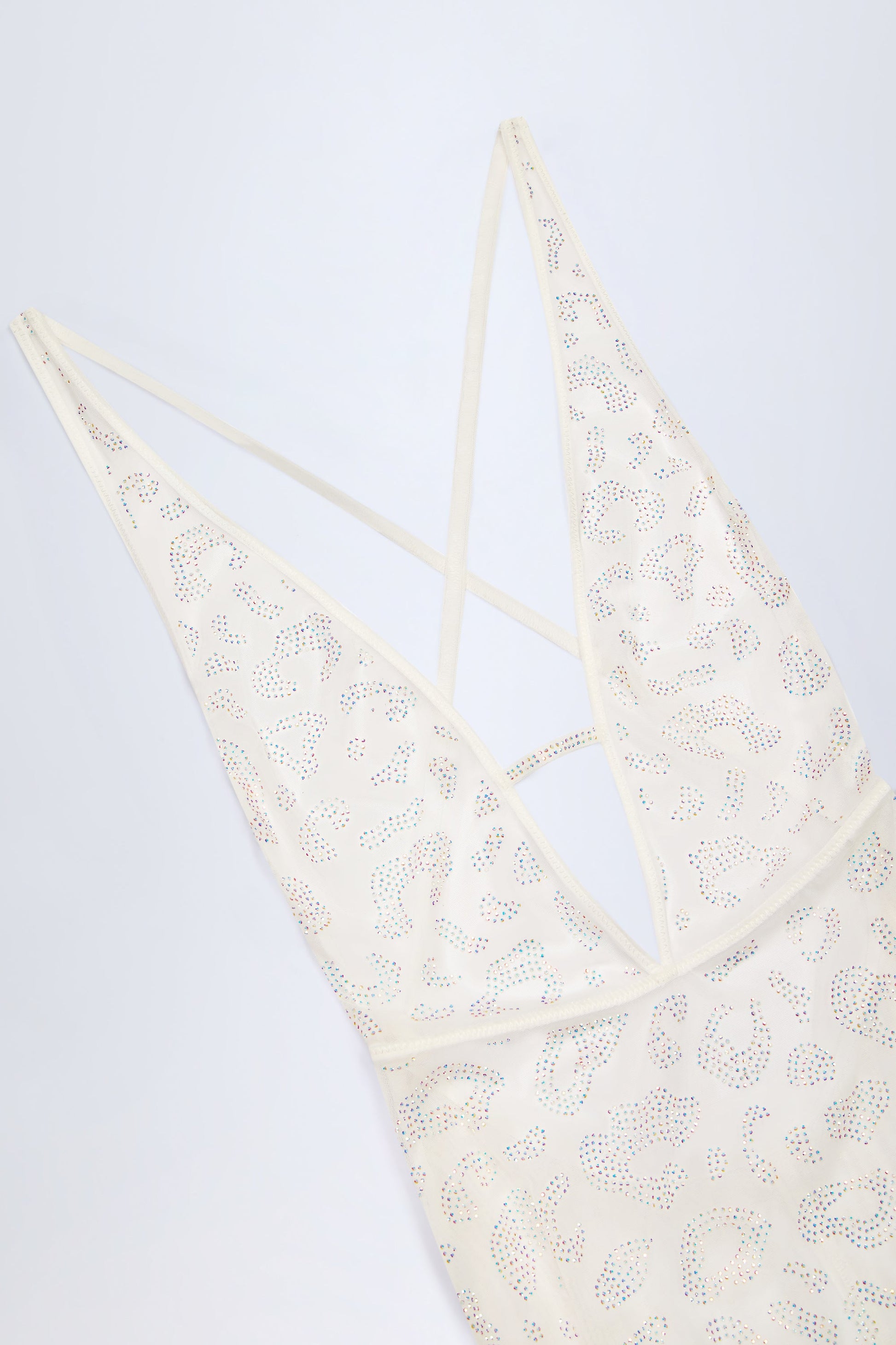 Embellished Backless Maxi Dress in White