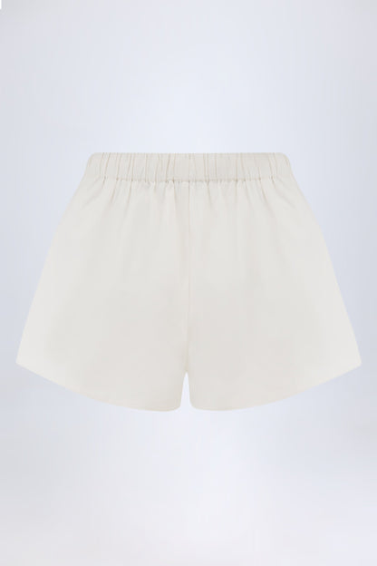 Mid-Rise Cotton-Poplin Shorts in White