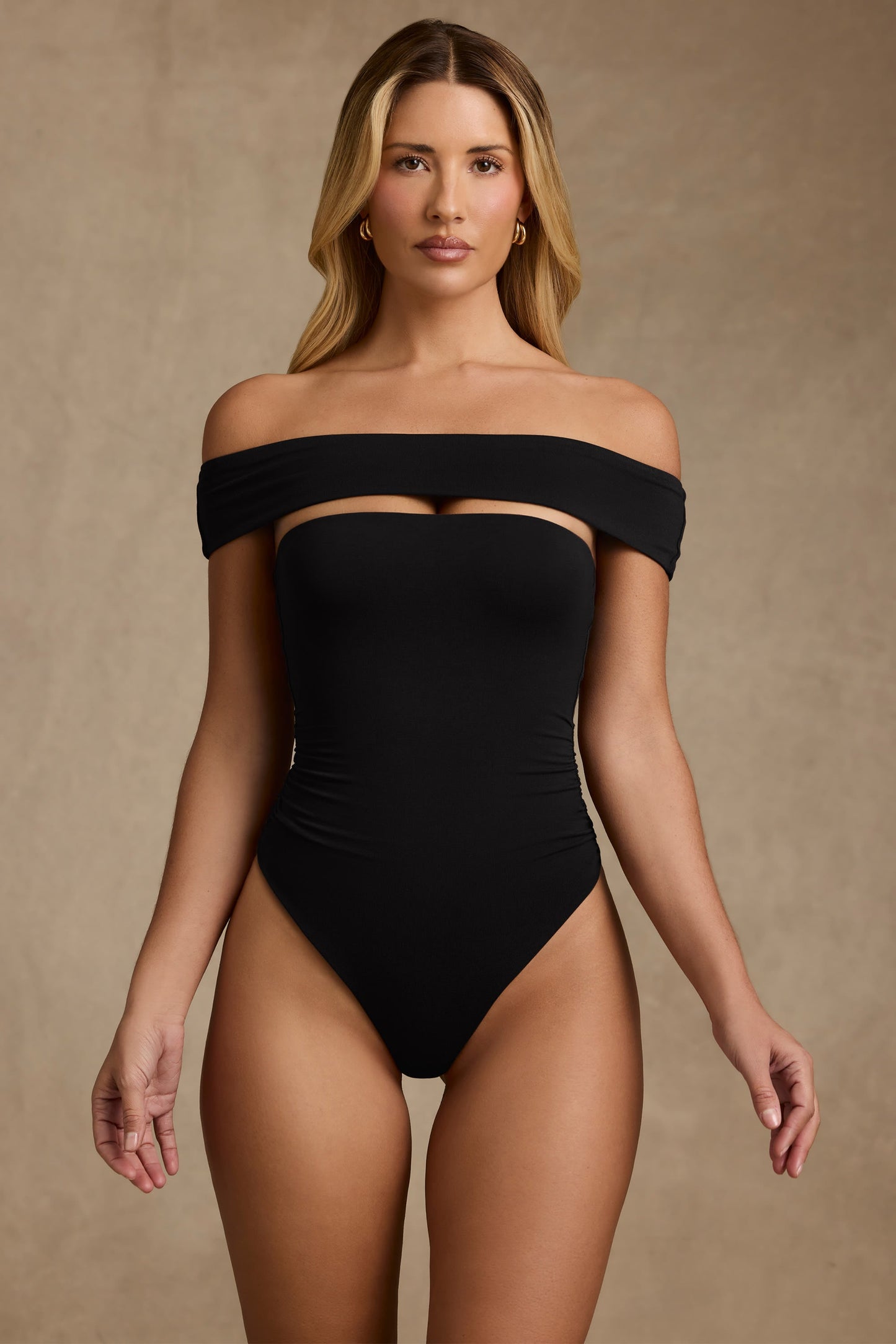 Modal Cut-Out Off-Shoulder Bodysuit in Black