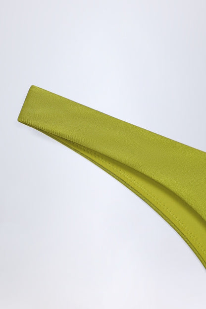 High-Leg Cheeky Bikini Bottoms in Olive Green