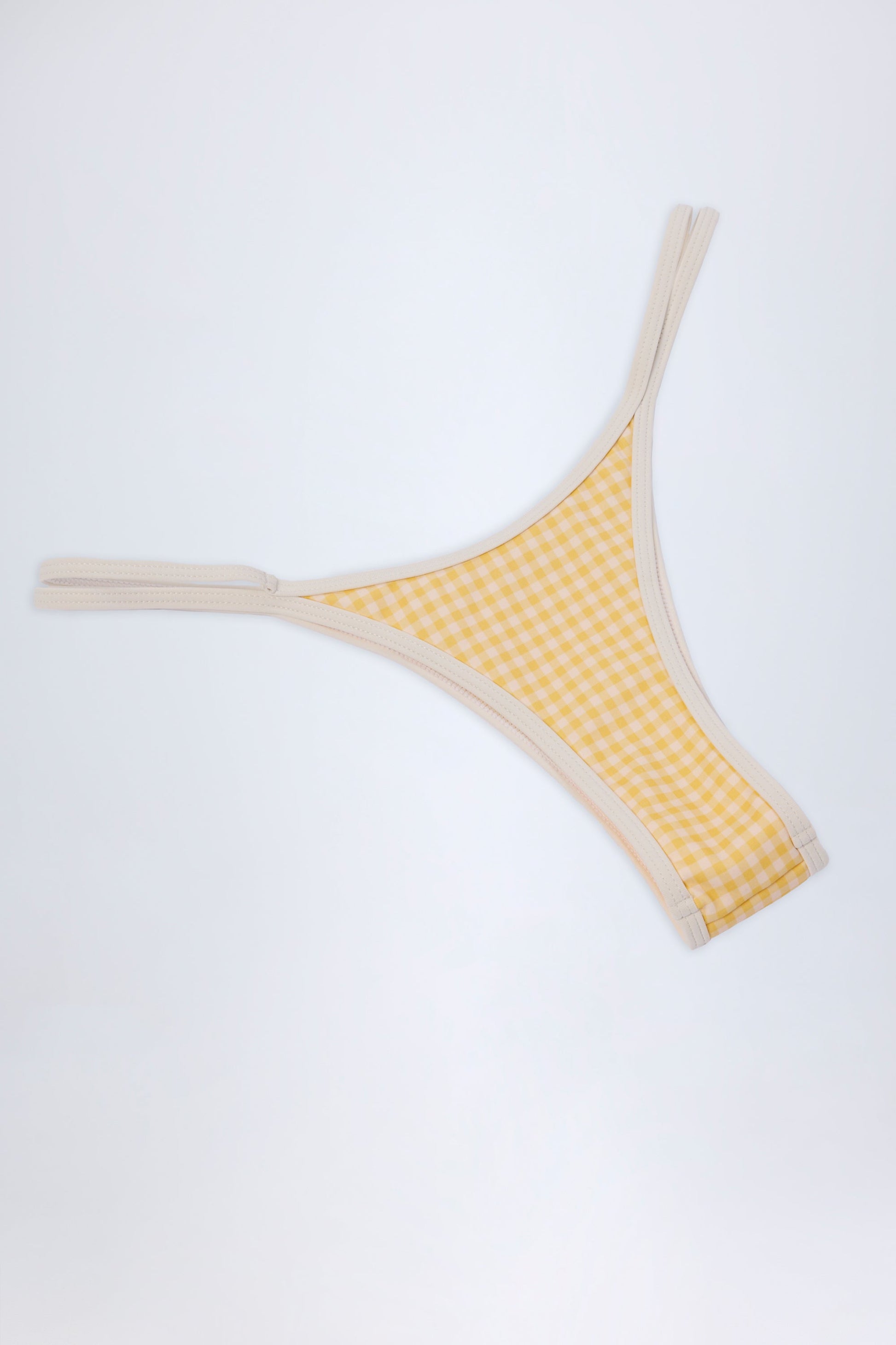 Double-Strap Cheeky Bikini Bottoms in Yellow Gingham