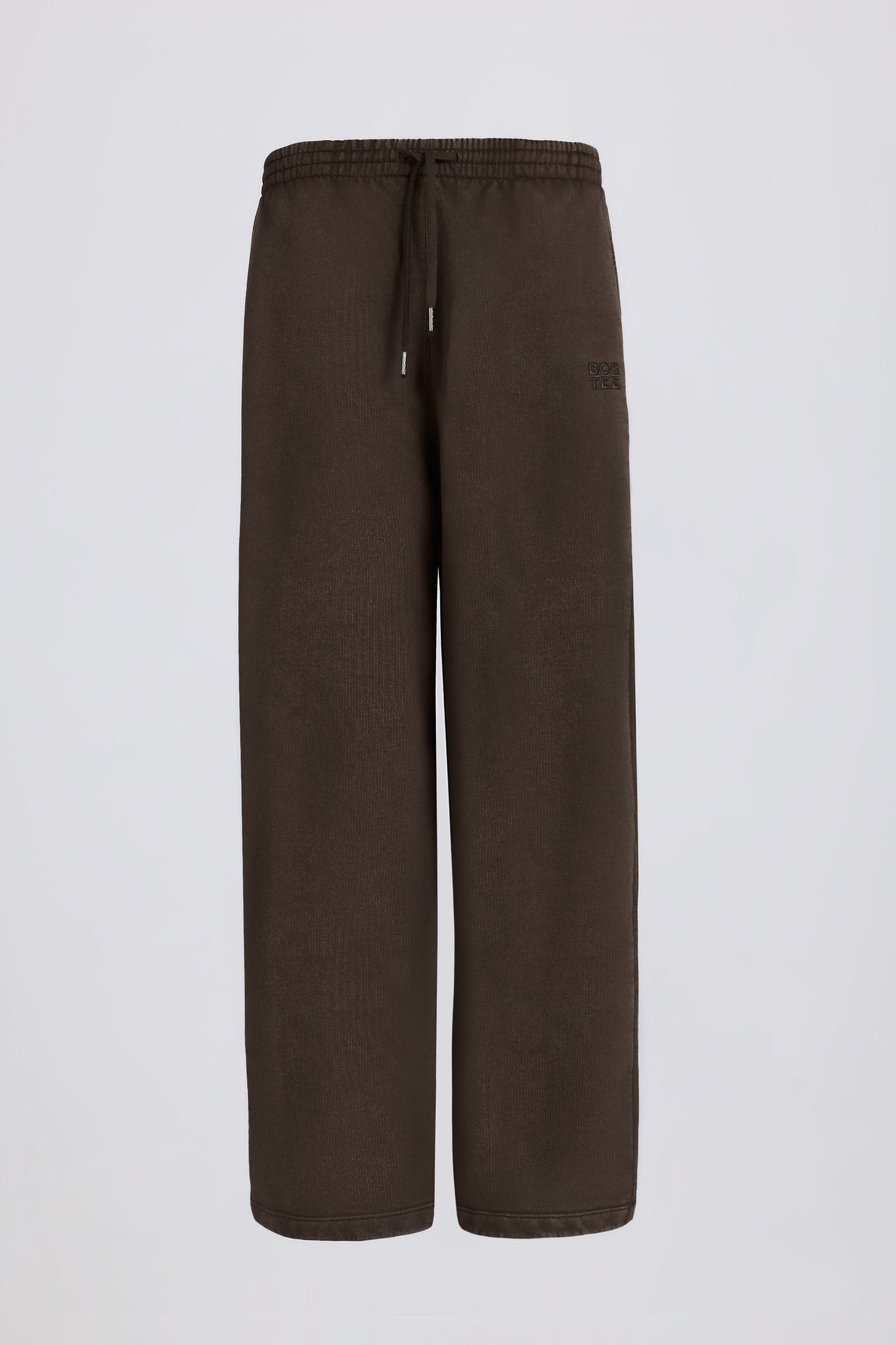 Mid-Rise Wide-Leg Joggers in Brown
