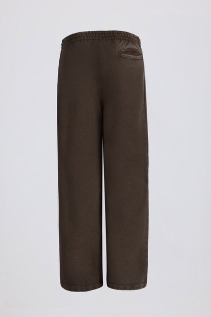 Mid-Rise Wide-Leg Joggers in Brown