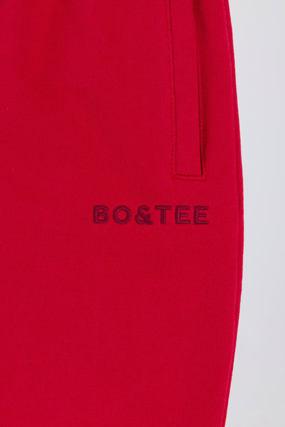 Mid-Rise Wide-Leg Joggers in Hot Red
