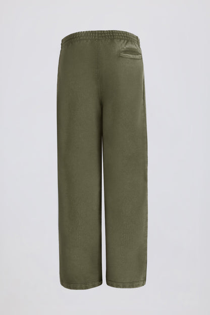 Mid-Rise Wide-Leg Joggers in Light Green