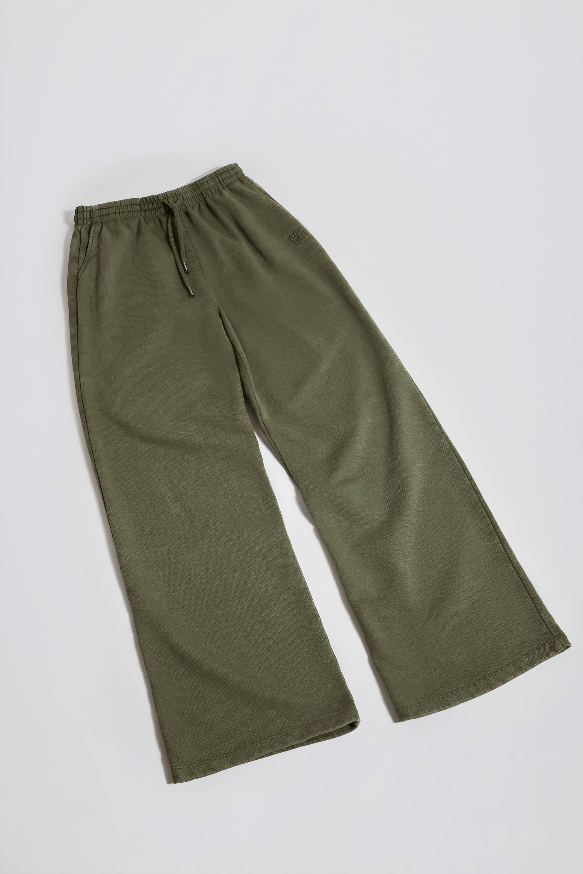 Mid-Rise Wide-Leg Joggers in Light Green