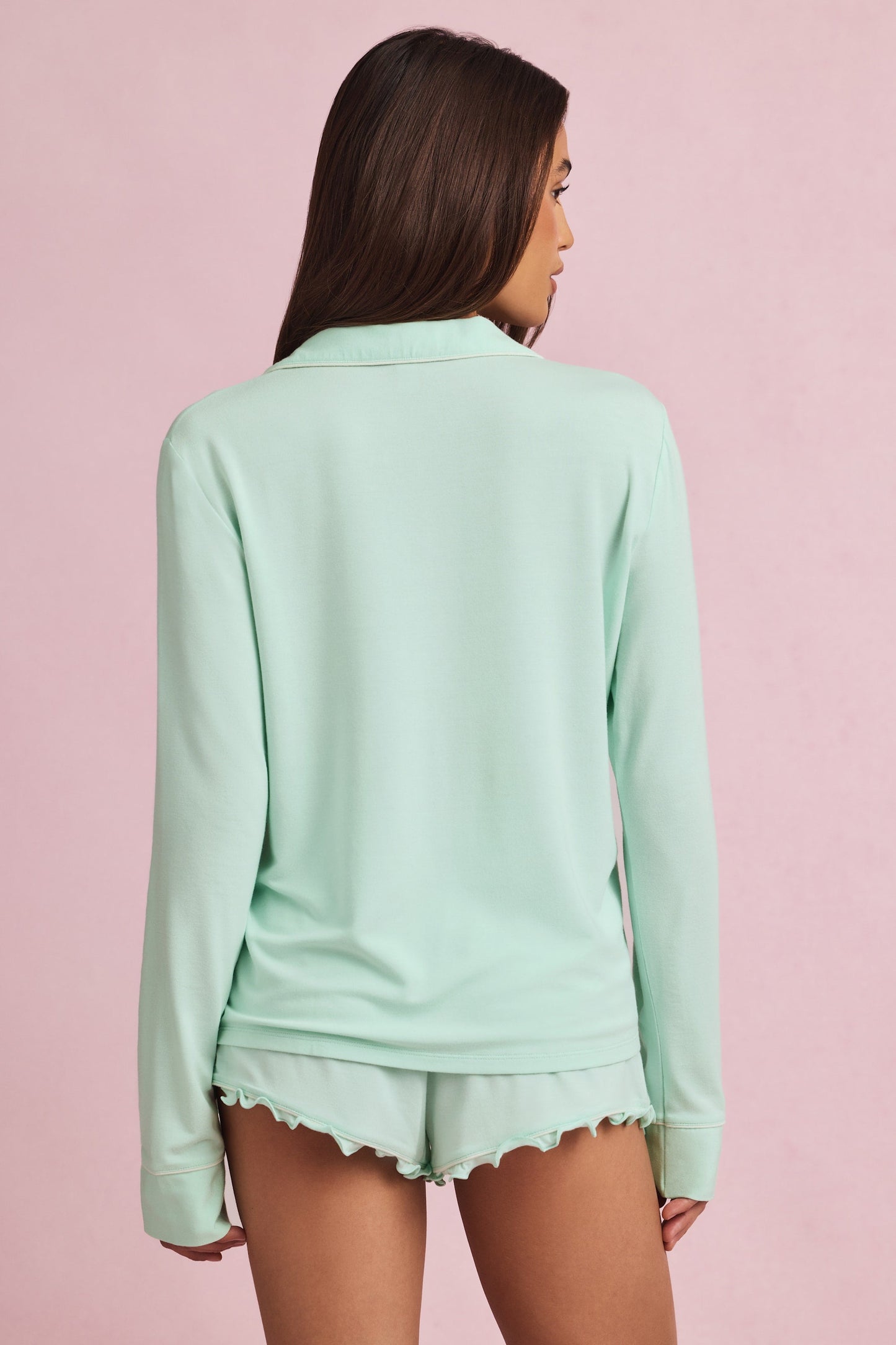 Modal Long-Sleeve Pyjama Top in Mint