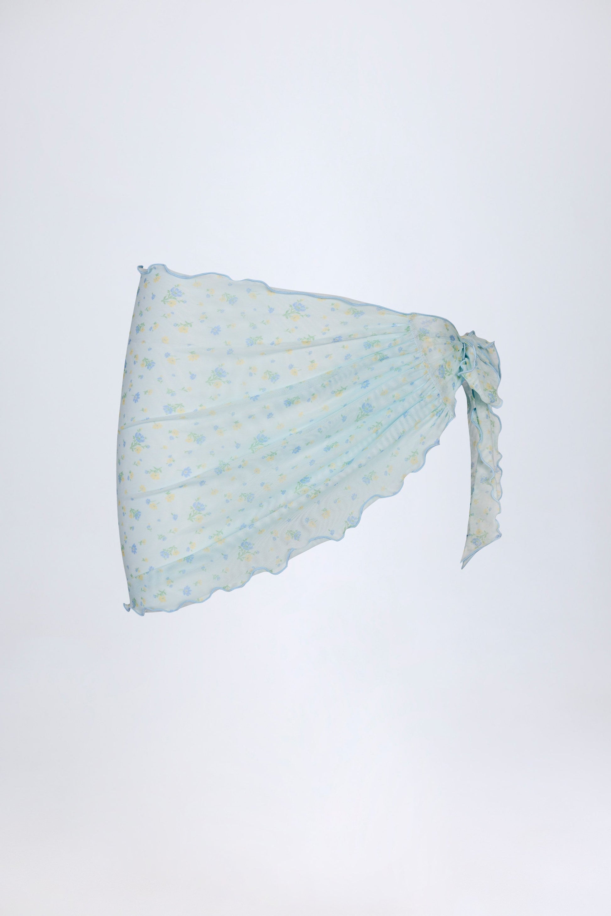 Side-Tie Sarong in Blue Floral