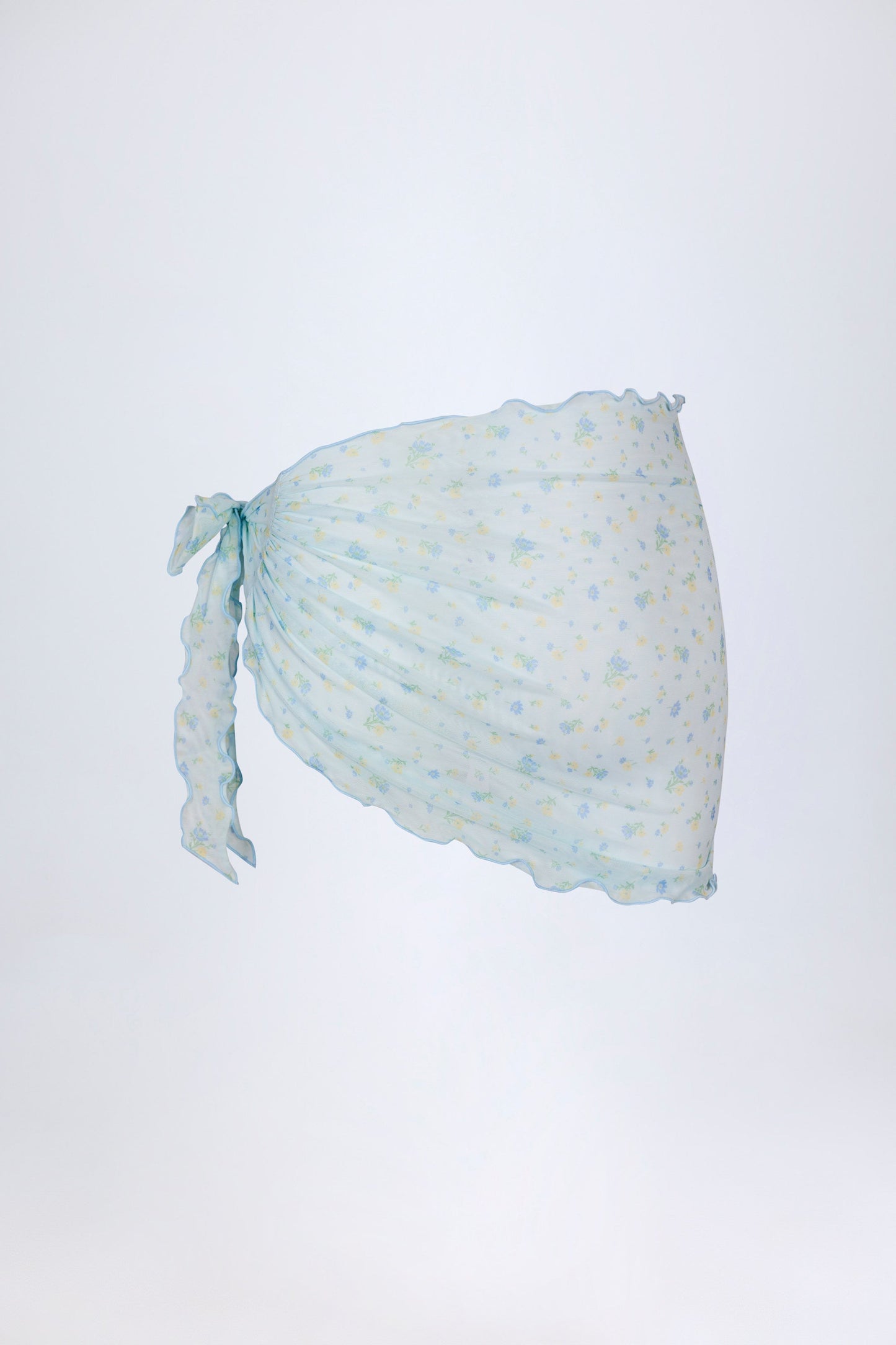 Side-Tie Sarong in Blue Floral