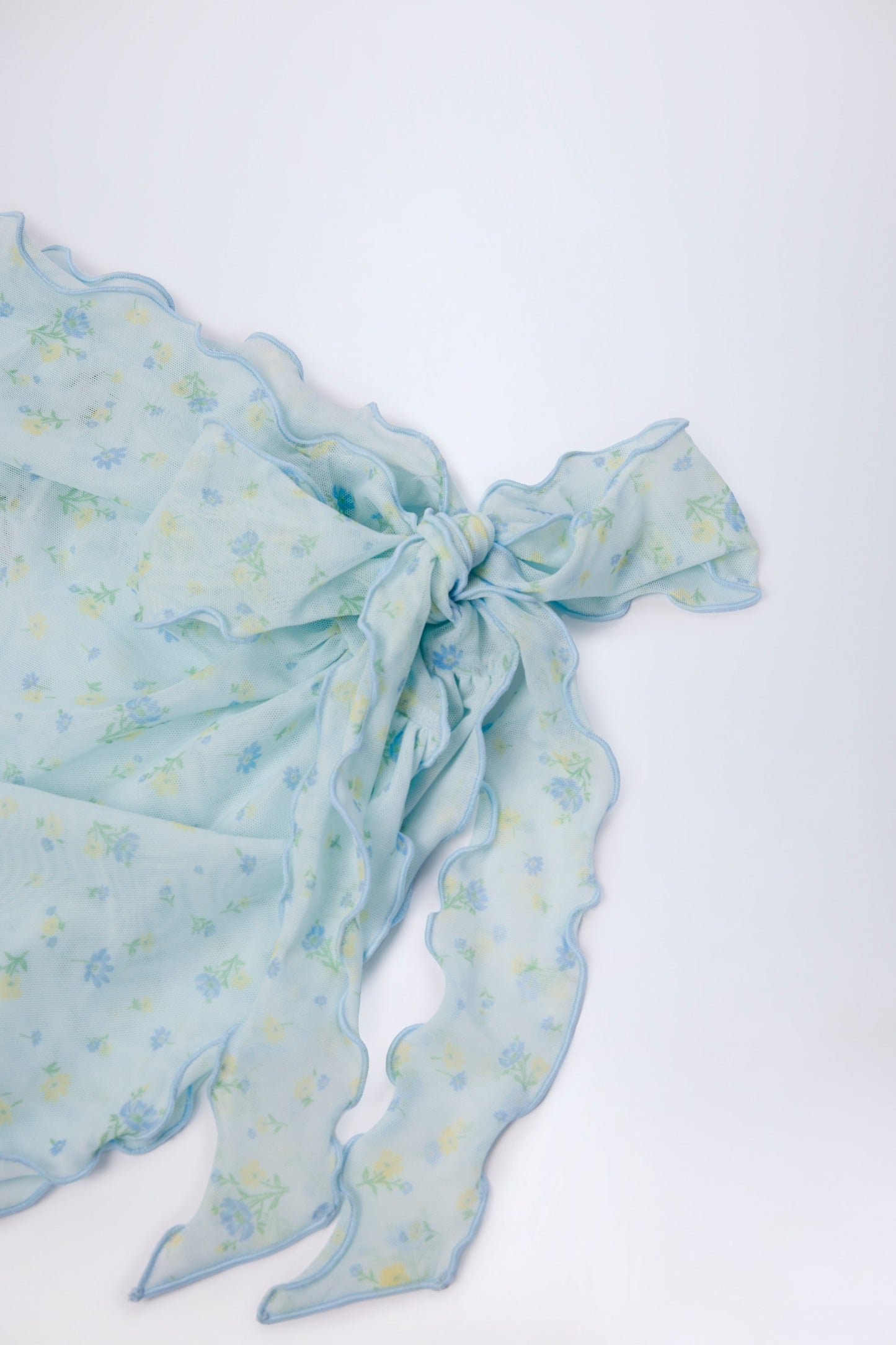 Side-Tie Sarong in Blue Floral