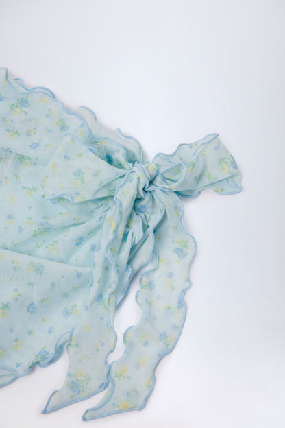 Side-Tie Sarong in Blue Floral
