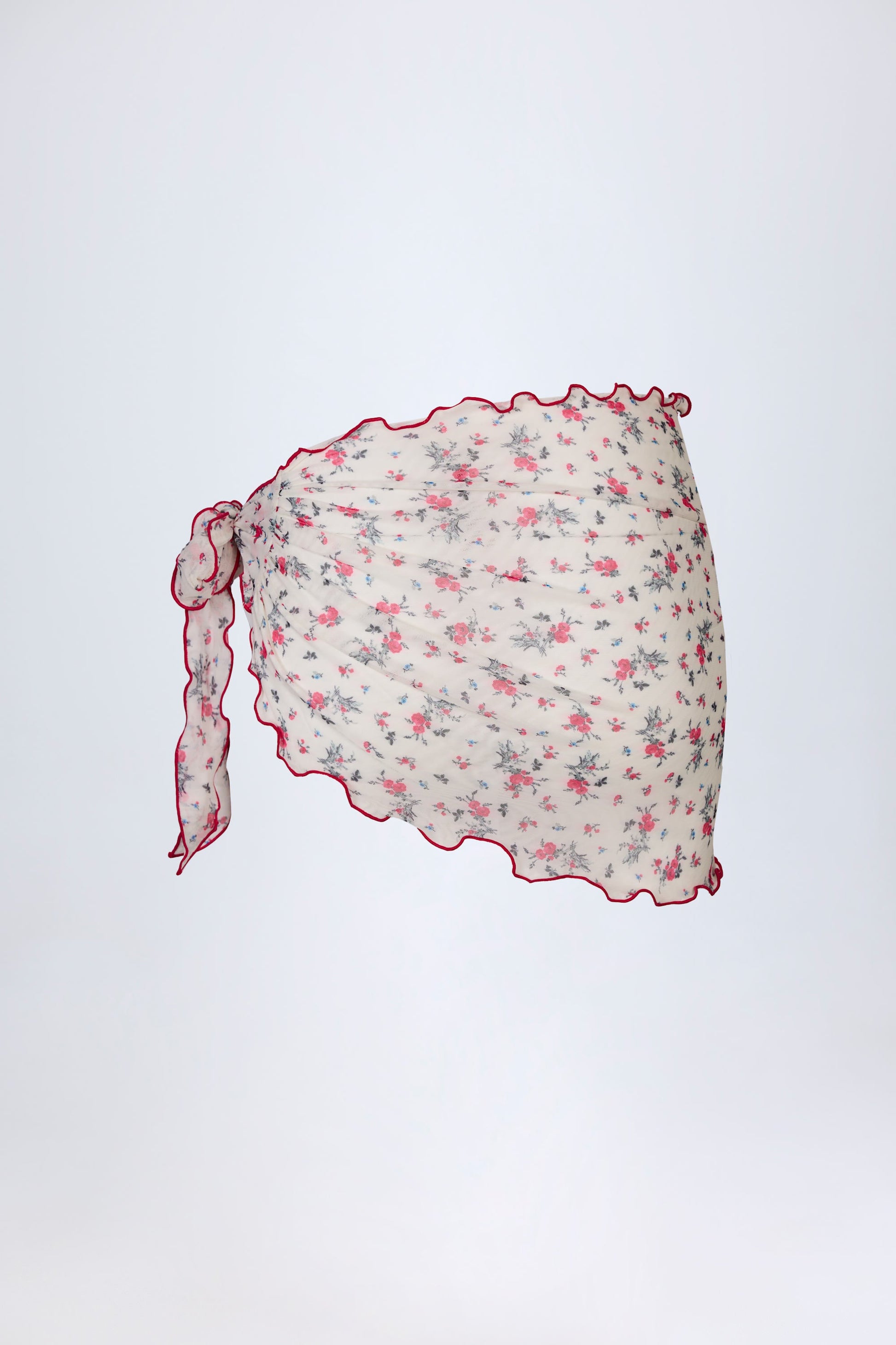 Side-Tie Sarong in Red Floral