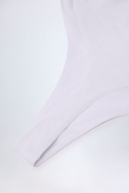 Ruffled Cut-Out Halterneck Swimsuit in White