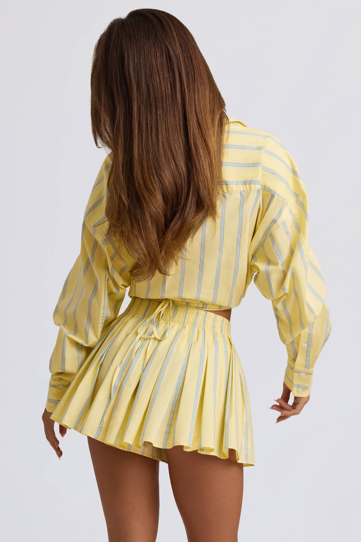 Multiway Cropped Cotton-Poplin Shirt in Yellow Stripe