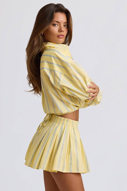 Multiway Cropped Cotton-Poplin Shirt in Yellow Stripe