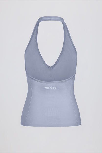 Define Luxe Halterneck Tank Top in Blue Grey
