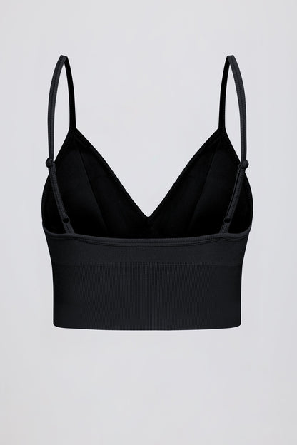 Define Luxe V-Neck Sports Bra in Black