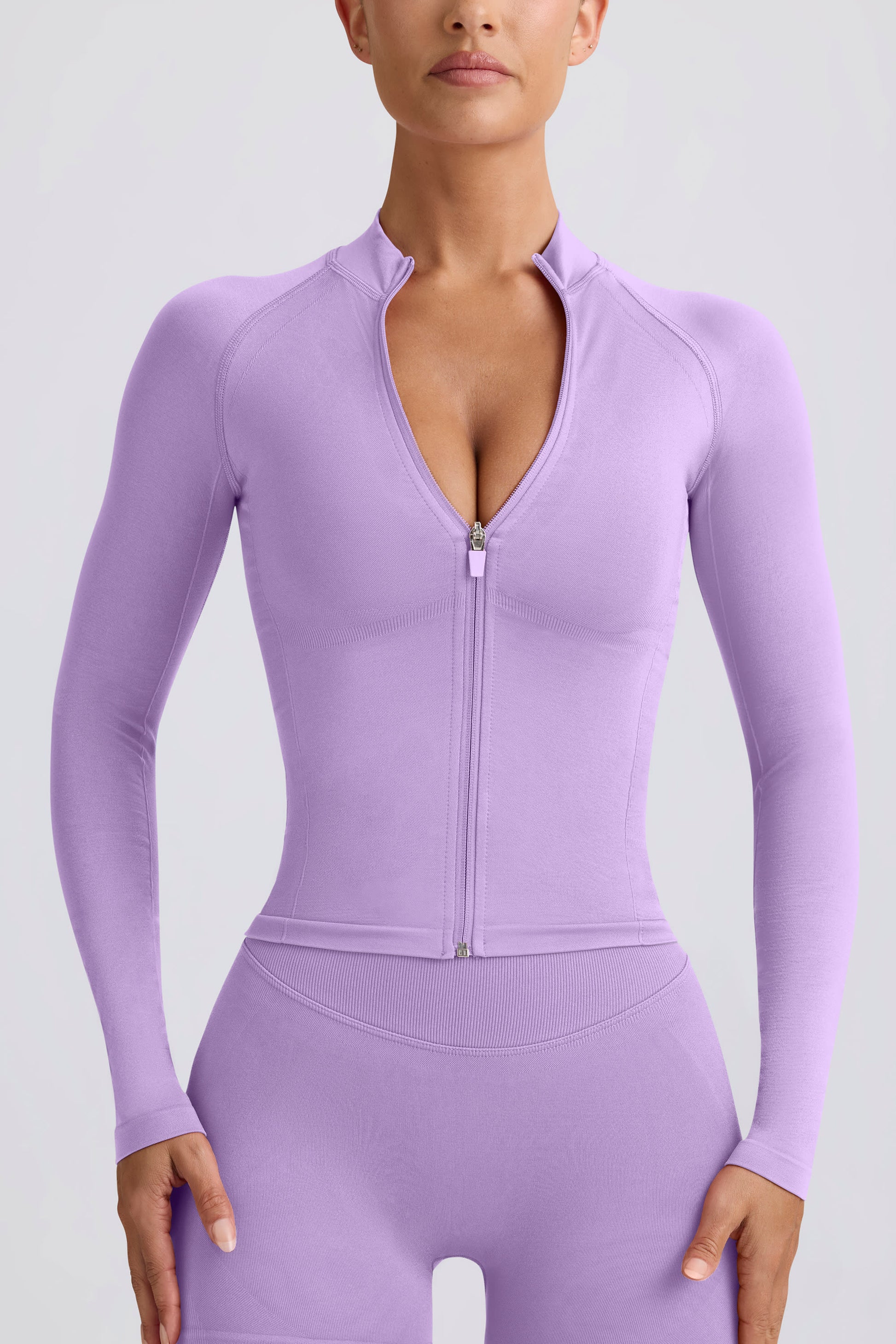 Define Luxe Zip-Up Jacket in Lilac